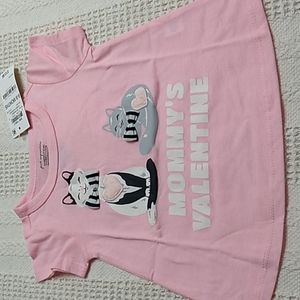 Pink First Impressions Girls t-shirt w Cats & Fuzzy Hearts 6-9 Months